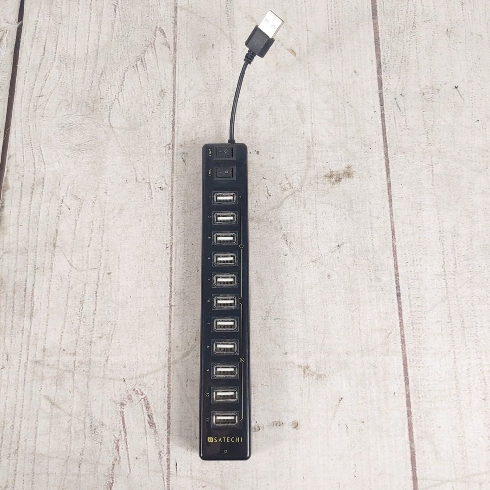 Satechi 12 Port USB Hub Black Power Switches Model S403113000 Desktop TESTED